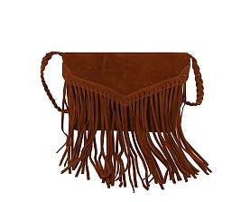 Suede Fringe Envelope Crossbody Bag