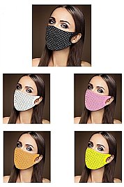 PACK OF 12 ASSORTED COLOR RHINESTONE MASK
