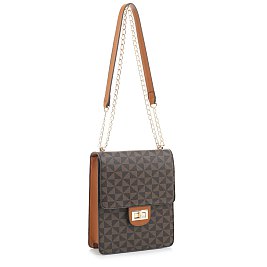 Geometric Monogrammed Turn Lock Crossbody