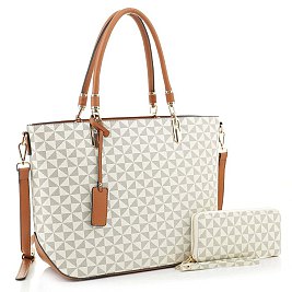 2-in-1 Geometric Monogrammed Tote Set