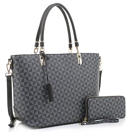 2-in-1 Geometric Monogrammed Tote Set