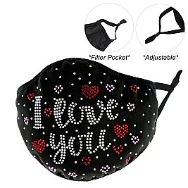 Cute I Love You With Heart Rhinestone Bling Mask