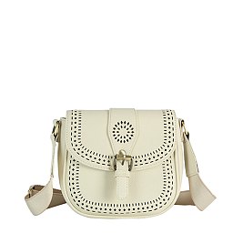 Laser Cut Printed Buckle Flap Crossbody Bag