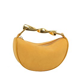 Twisted Top Handle Suede Satchel Bag