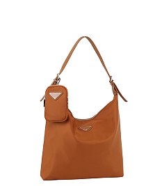 2-in-1 Daily Nylon Hobo Shoulder Bag With Matching Mini Pouch