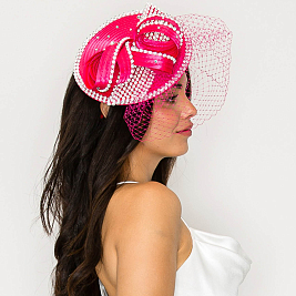Classy Satin Fascinator with Rhinestone Trimmed Bow