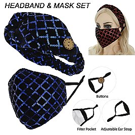 FASHIONABLE SEQUIN HEADBAND & BLING MASK SET