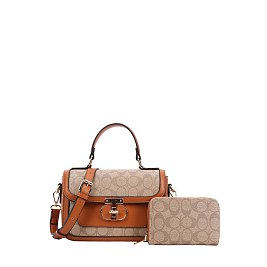 2- in-1 Oval Twist Lock XFT-9095A Monogram Satchel Set 