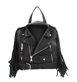 Moto Jacket Design Fringed Backpack 