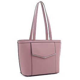 Tote with Metal Hardware Front Flap Pocket