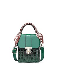 Scarf Handle Croc Satchel