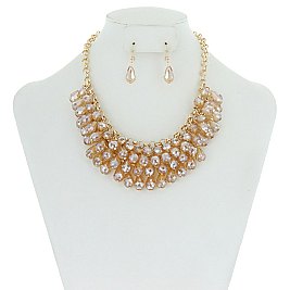 Trendy Glass Bead Statement Nk Set SLN1583