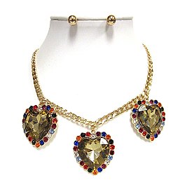 3 HEARTS CHAIN NECKLACE SET
