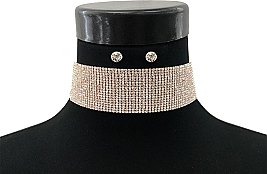 1.5" WIDE RHINESTONE CHOKER & EARRING SET (18 LINES)