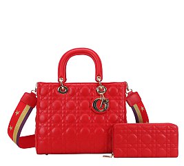 2-IN-1 Large Size Quilted Satchel Wallet Set