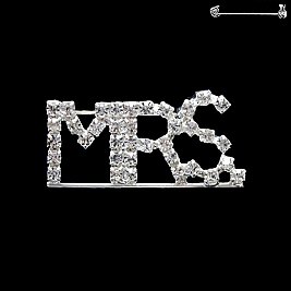Wedding Novelty Rhinestone Text "MRS" Brooch Pin SLPLM1010