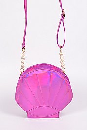 Seashell Design Clutch with Pearls in Handle