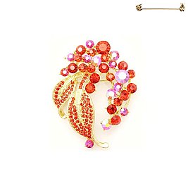 Stone Encrusted Leaf and Crecent Cluster Brooch Pin SLPY580
