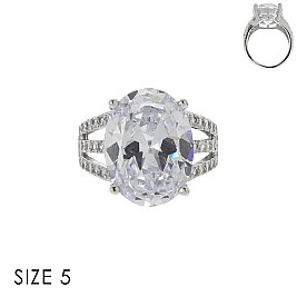 LARGE OVAL CUBIC ZIRCONIA STONE RING SLR1707SI