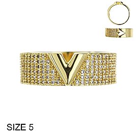 HALF CUBIC ZIRCONIA BAND WITH V CENTER SLRZ0272GL