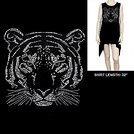 TIGER HEAD HOTFIX/RHINESTONE SHIRT