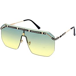 Pack of 12 Engraved Black-Gold Frame Shield Sunglasses