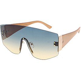 Pack of 12 Fashion Rimless N Beaded Shield Sunglasses