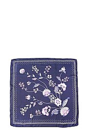 FLORAL SILKY SQUARE BANDANA SCARF