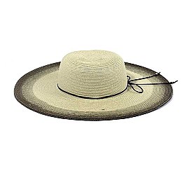 TRI-TONE WIDE BRIM STRAW HAT
