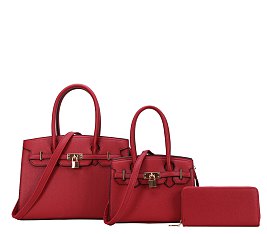 3-IN-1 Pad Lock Stachel Bags With Wallet