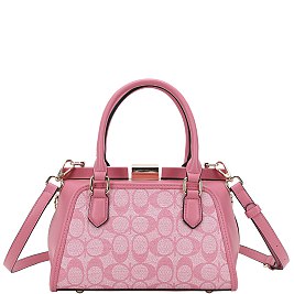 Fashion Oval Pattern Print Handle Satchel