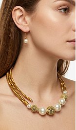 Pearl & Beads Fashion Necklace Earring Set