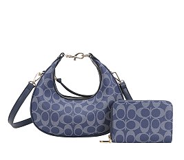 2-in-1Oval Monogram Satchel / Cross-body Bag With Wallet