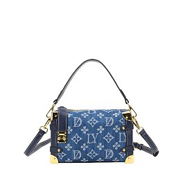  Metal Accent Denim Satchel / Crossbody Bag 