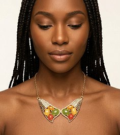 Multi-Color Stone Adjustable Long Chain Necklace