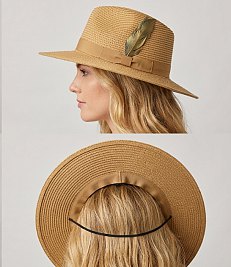 Natural Fiber Woven Ladies Fedora Straw Hat