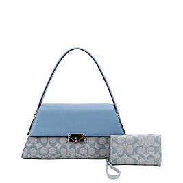 2- in-1 Oval Push Lock Monogram Satchel Set