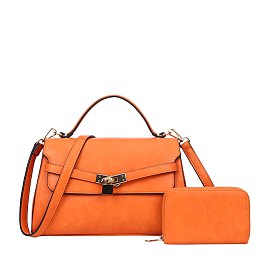 2- in 1 Padlock Trendy Satchel Wallet Set