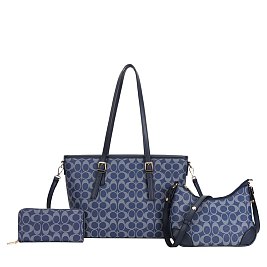 Monogram Tote Handbag Cross-body Wallet Set NAVY