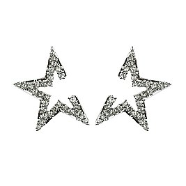 Fashionable Open Star Rhinestones Post Earring SLVE1677