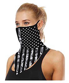 Pack of 12 USA FLAG PRINT FACE TUBE SCARF MASK W/EAR LOOPS