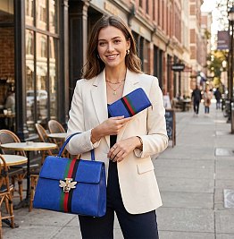 2-in-1 Queen Bee Stripe Satchel Set + Wallet