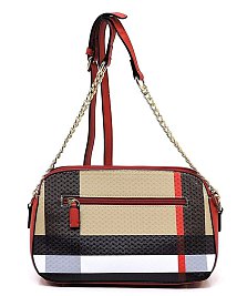 Multi Compartment Plaid Check Print Dome Cross Body Bag