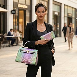 2 in-1 Amazing Boutique Quality Padlock Tie-Dye Classy Flap Satchel