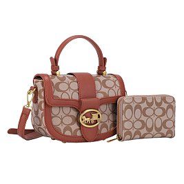 2-in-1 Oval Print Satchel Set + Wallet