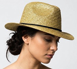shiney metalic straw hat