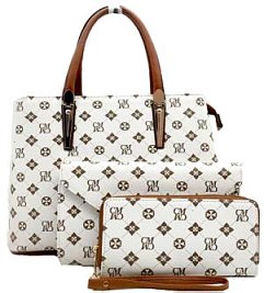 CM TOP-HANDLE MONOGRAMMED 3 IN 1 SATCHEL Set