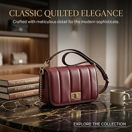 Chevron Quilted Turn Lock Crossbody / Shoulder Bag