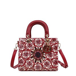 Patent Flower Pattern Satchel / Cross-body Bag