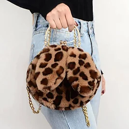 Fashion Rabbit Ear Design Plush Clutch - Crossbody Chain Purses